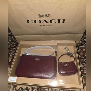 NIB Coach Nolita 19 and Mini Bag Keychain Set In Deep Wine